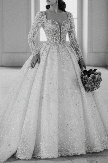 NIL Wedding Dress NNC096 Black and White Vintage Editorial