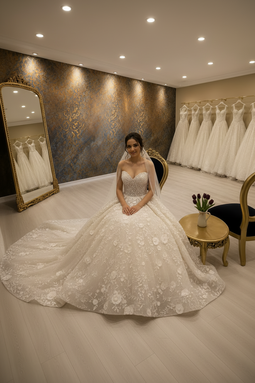 NIL-248 3D Floral Ball Gown – Seated, Skirt Spread