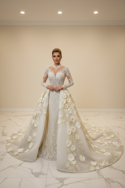 NIL-028 Gebroken wit Ivory Koninklijk Prinses baljurk – Vooraanzicht