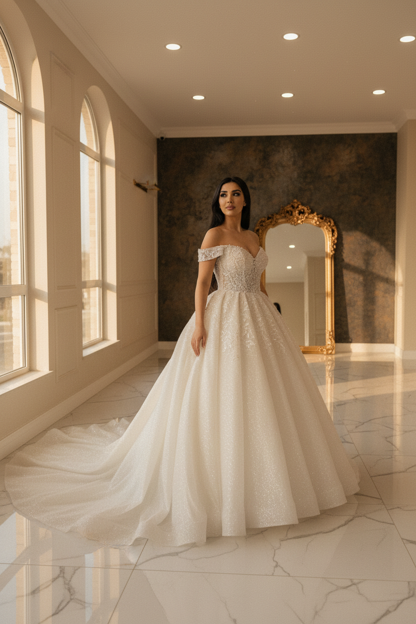 NIL-089 Off White Princess Ball Gown – Side View