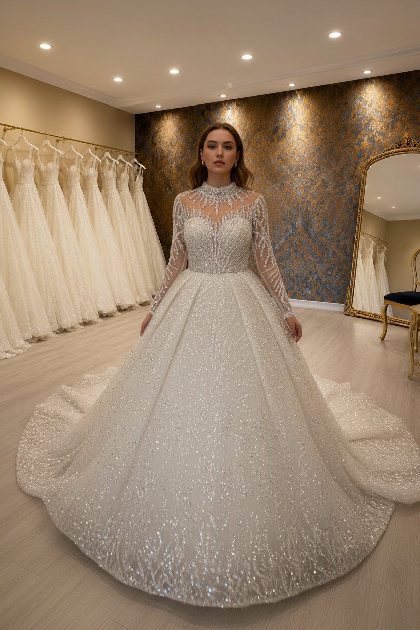 NIL-270 Crystal Illusion Ballgown - Walking Toward Camera