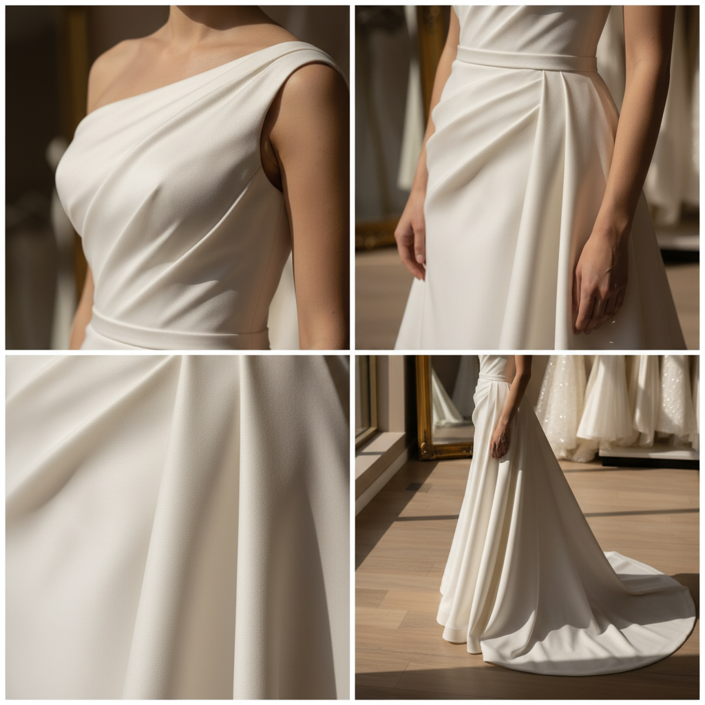 NIL-084 One-Shoulder & Side Drape Detail Collage