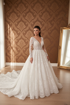 NNC-004 Off White Princess Ball Gown – Lifestyle Editorial Shot – NIL Wedding Dress