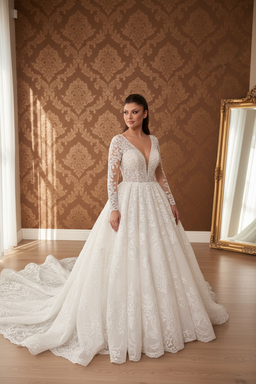 NNC-004 Off White Princess Ball Gown – Lifestyle Editorial Shot – NIL Wedding Dress