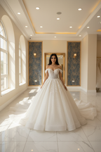 NIL-089 Off White Princess Ball Gown – Front View