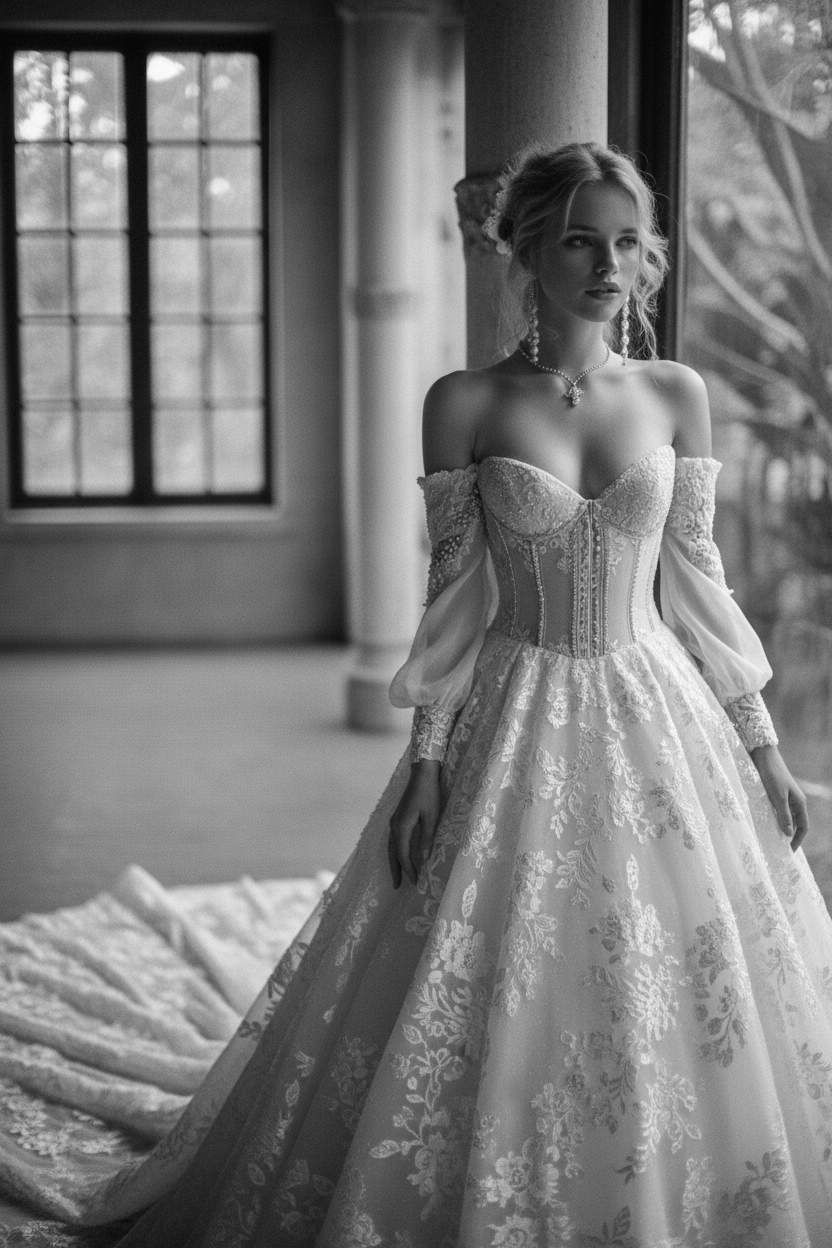 NIL Wedding Dress NNC015 - Black and White Editorial