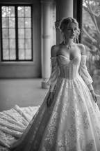 NIL Wedding Dress NNC015 - Black and White Editorial