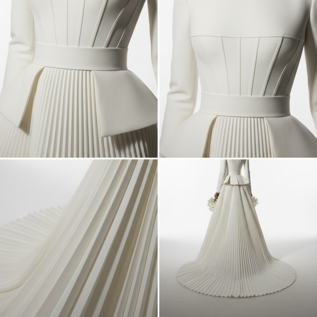 NIL-085 Pleated Mikado & Architectural Waist Detail Collage