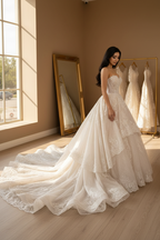 NIL-042 Extra Long Royal Train Gown – Side View