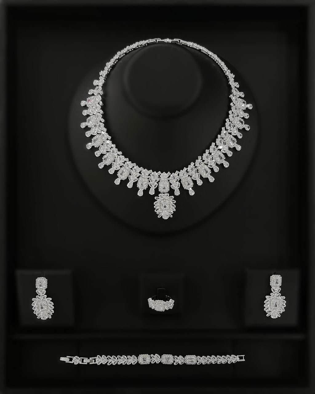 NNC-009 | Light Zircon Stone Bridal Set Necklace
