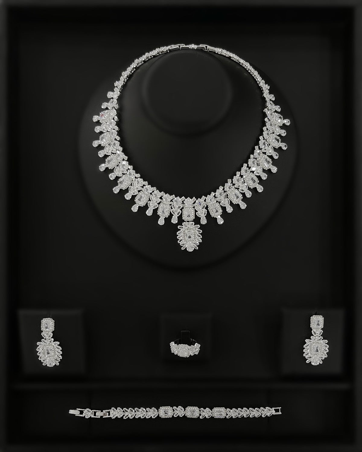 NNC-009 | Light Zircon Stone Bridal Set Necklace