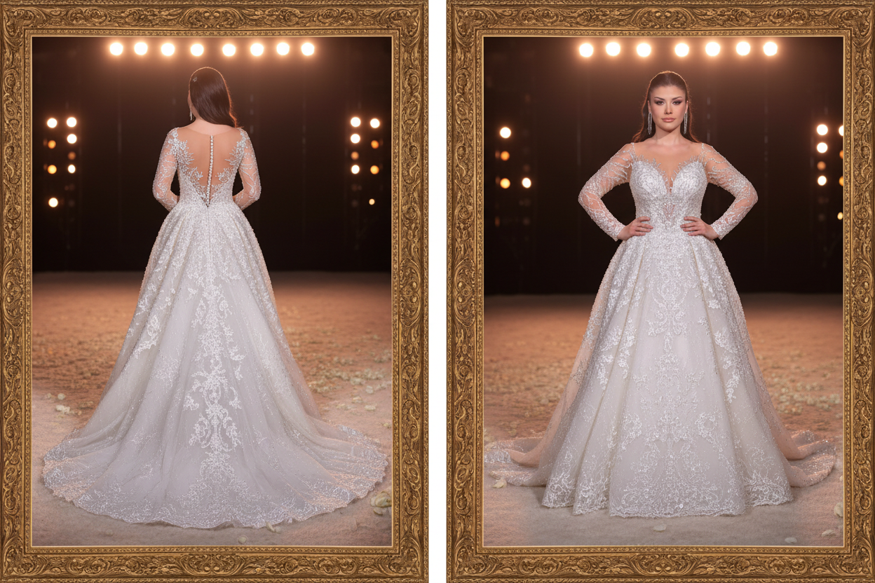 Ön-Arka Bölünmüş - NIL Wedding Dress NNC069
