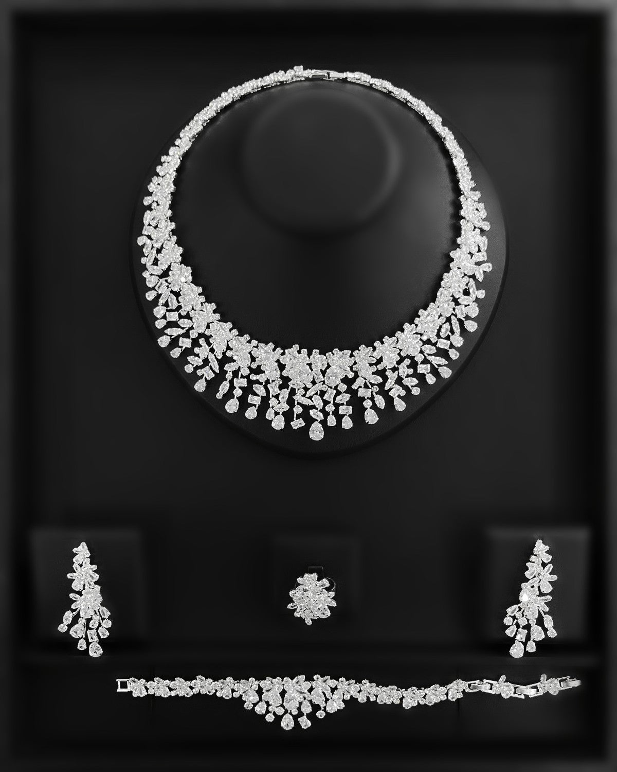 NNC-008 | Nea Zircon Stone Bridal Set Necklace