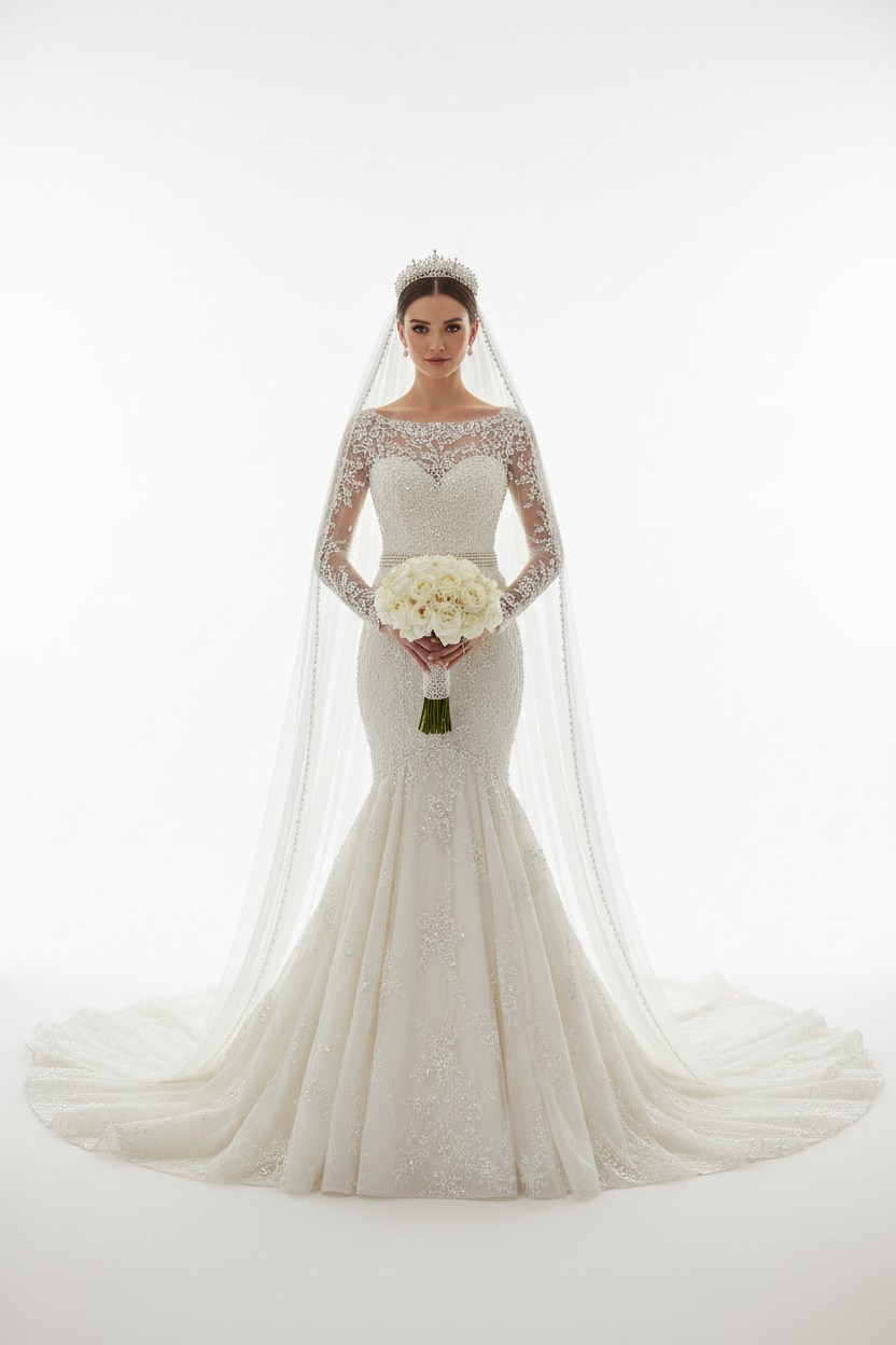 NIL-137 Soft Ivory Mermaid Wedding Dress