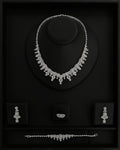 NNC-007 | Emerald Baguette Fringe Zircon Bridal Set Necklace
