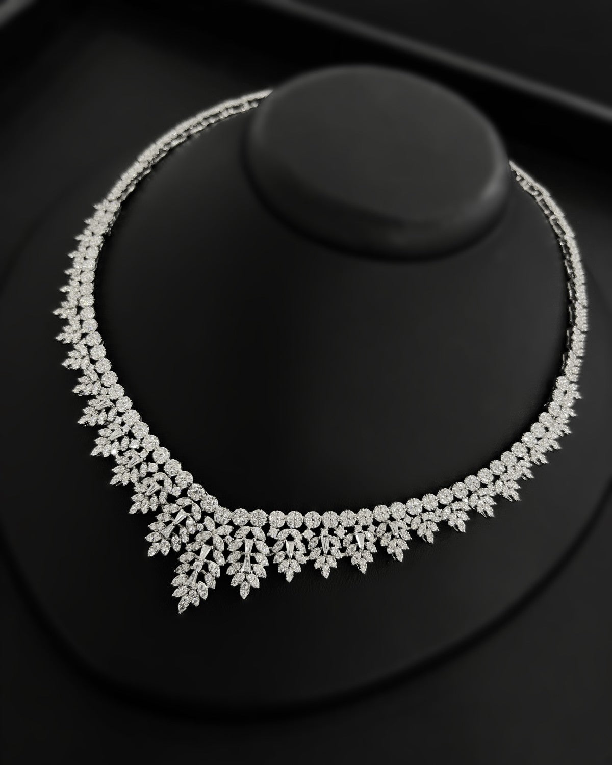 NNC-014 | Special Collection Triple Row Marquise Leaf V-Necklace