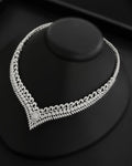 NNC-003 | Curb Chain Baguette Pendant Zircon V-Necklace