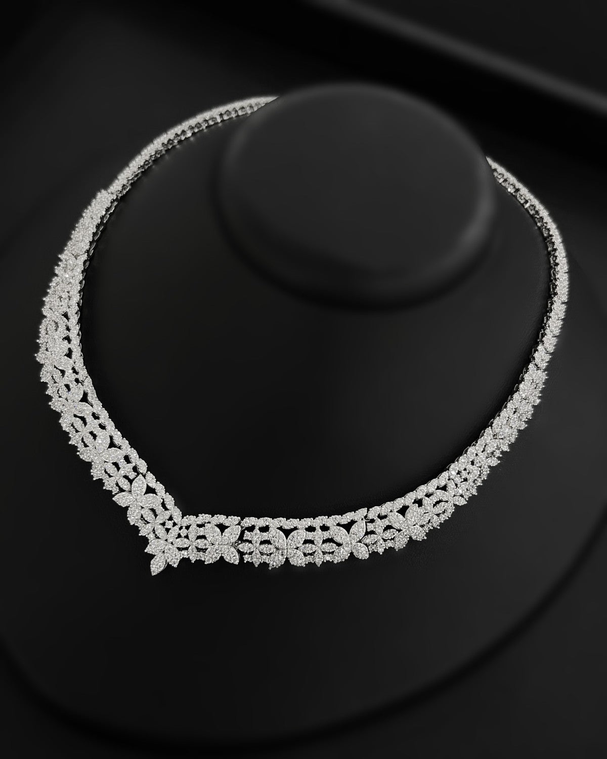 NNC-002 | Butterfly Floral Open-Work Zircon Collar Necklace