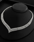 NNC-013 | Marquise Leaf Fringe Collar Zircon Necklace