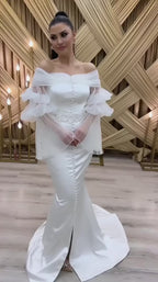 NIL-366 Ivory A-Line Minimalist Chiffon Wedding Dress