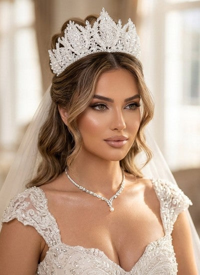 SABARBUZITA-INTAGETA | Sabar Large Zircon & Pearl Bridal Crown