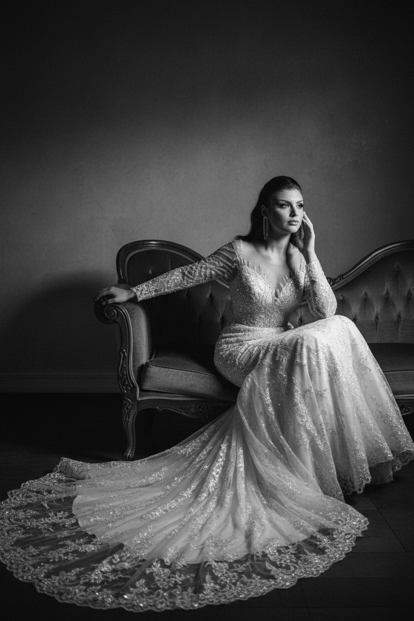 Siyah Beyaz Editoryal - NIL Wedding Dress NNC069