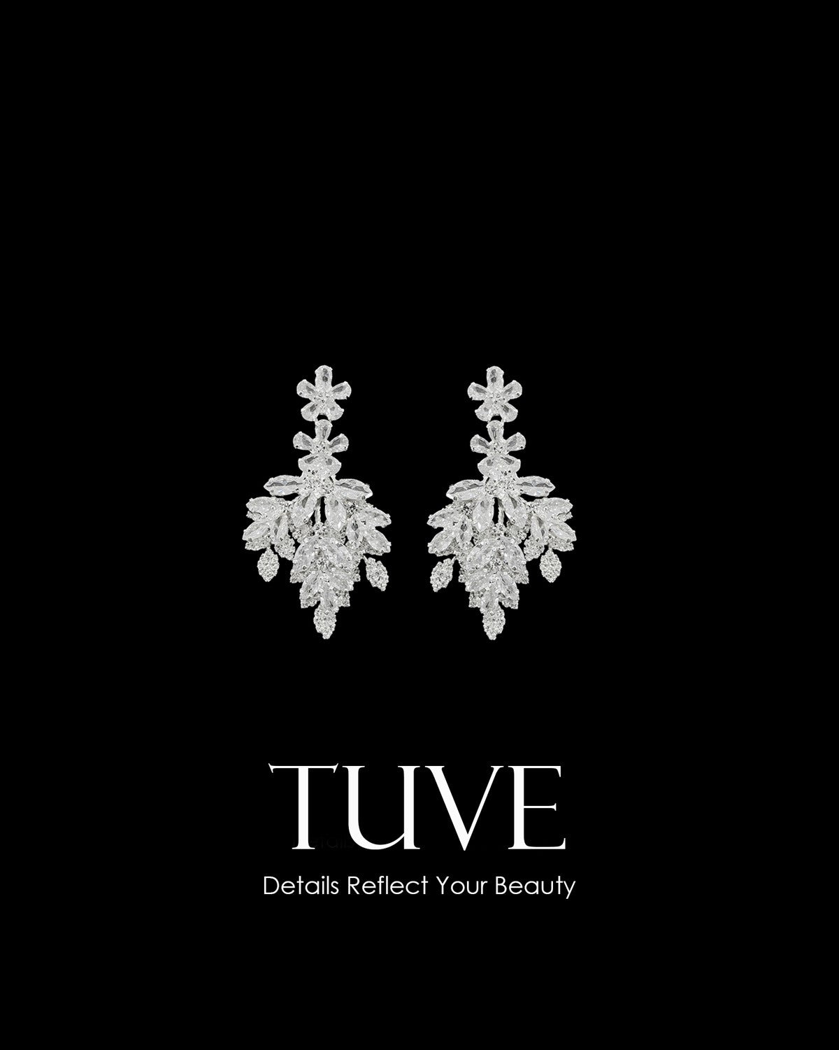 NNC-037 | Tuve Zircon Stone Floral Motif Earrings